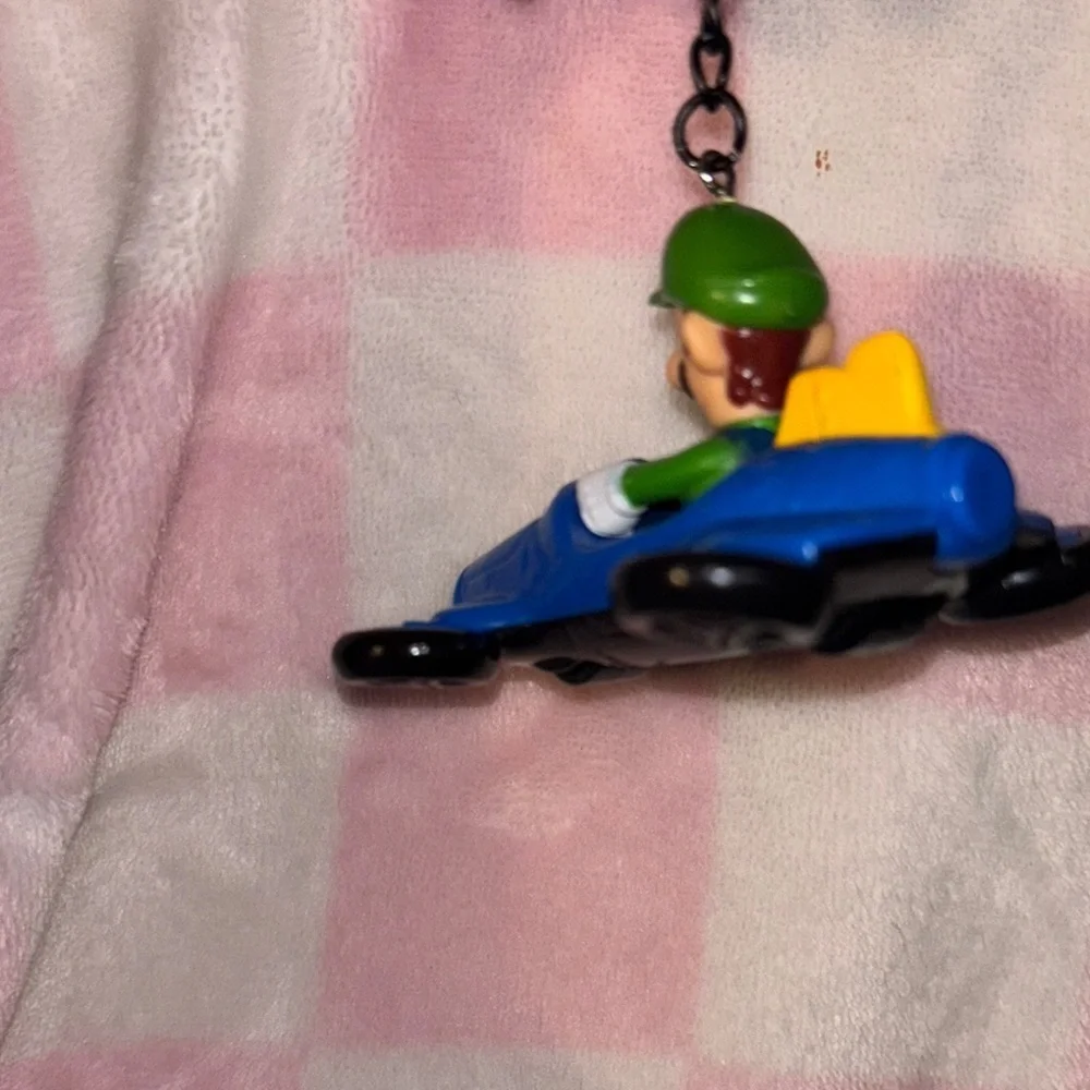 Luigi Nintendo Toy Mario Kart Race car keychain
